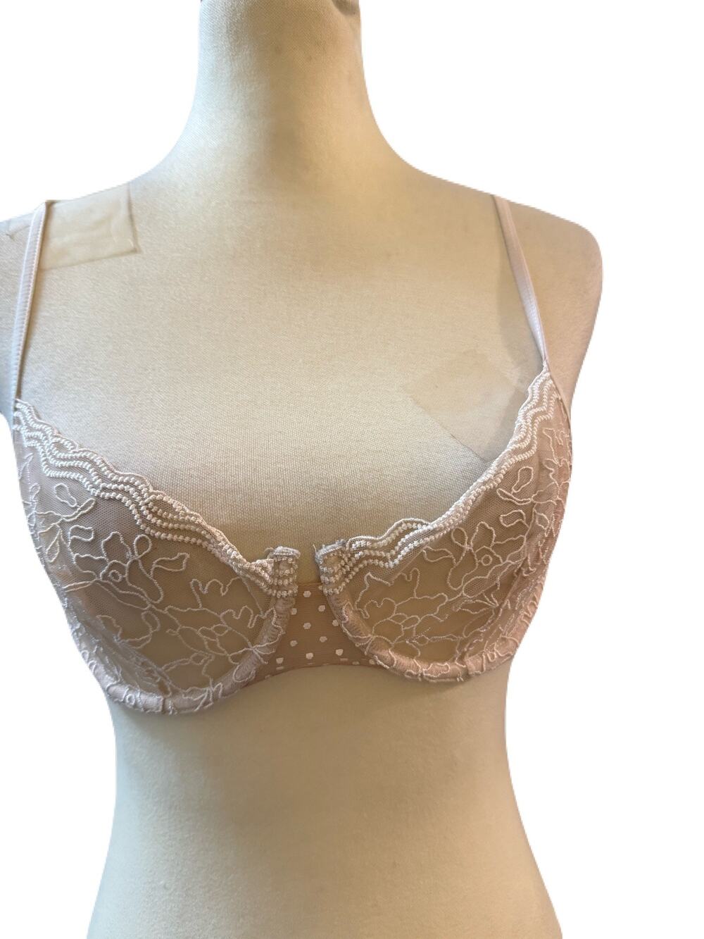 La Perla Ivory Sheer Floral Lace Underwire Bra 36B Luxury Lingerie Made in Italy